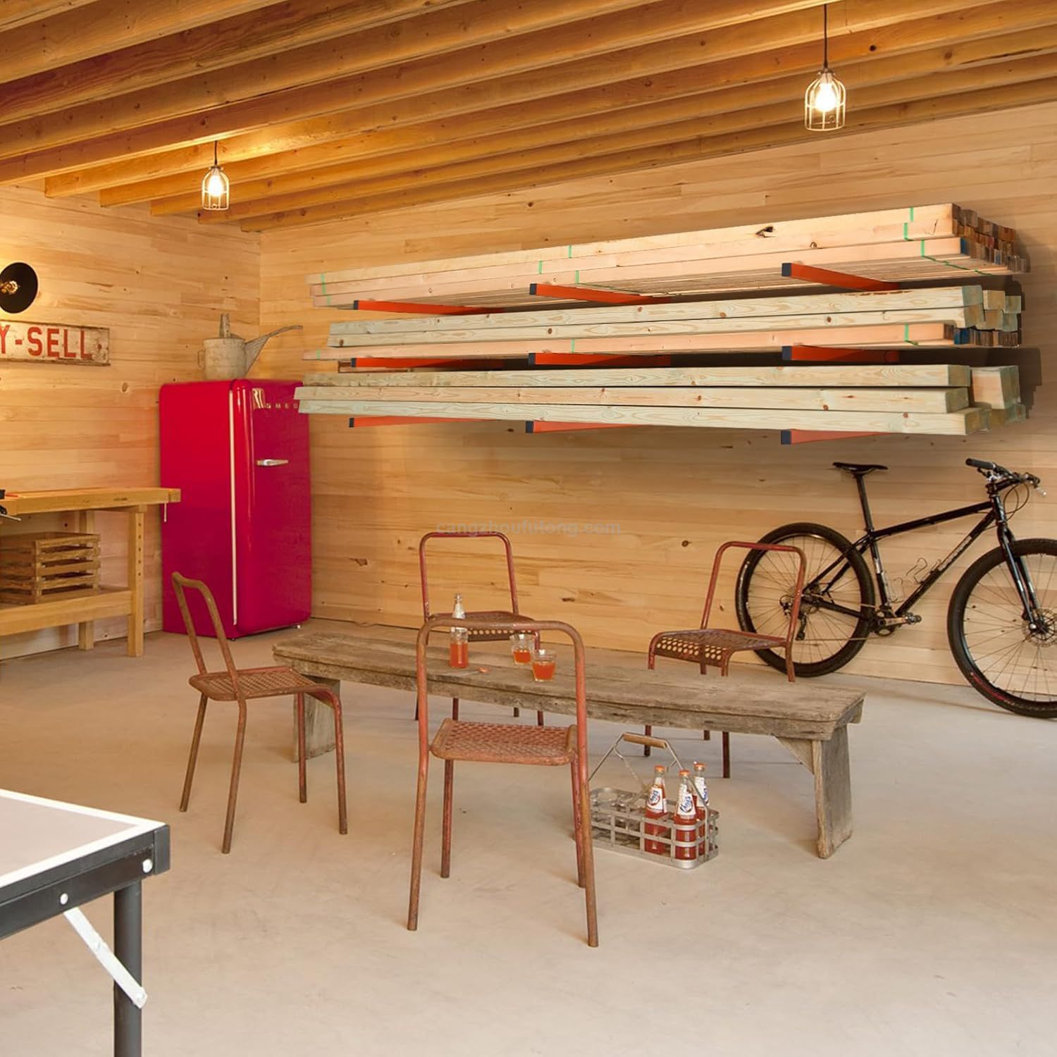 Heavy Duty Metal Wood Storage Racks for Indoor Outdoor Lumber Rack Wood Organizer Lumber Storage Rack