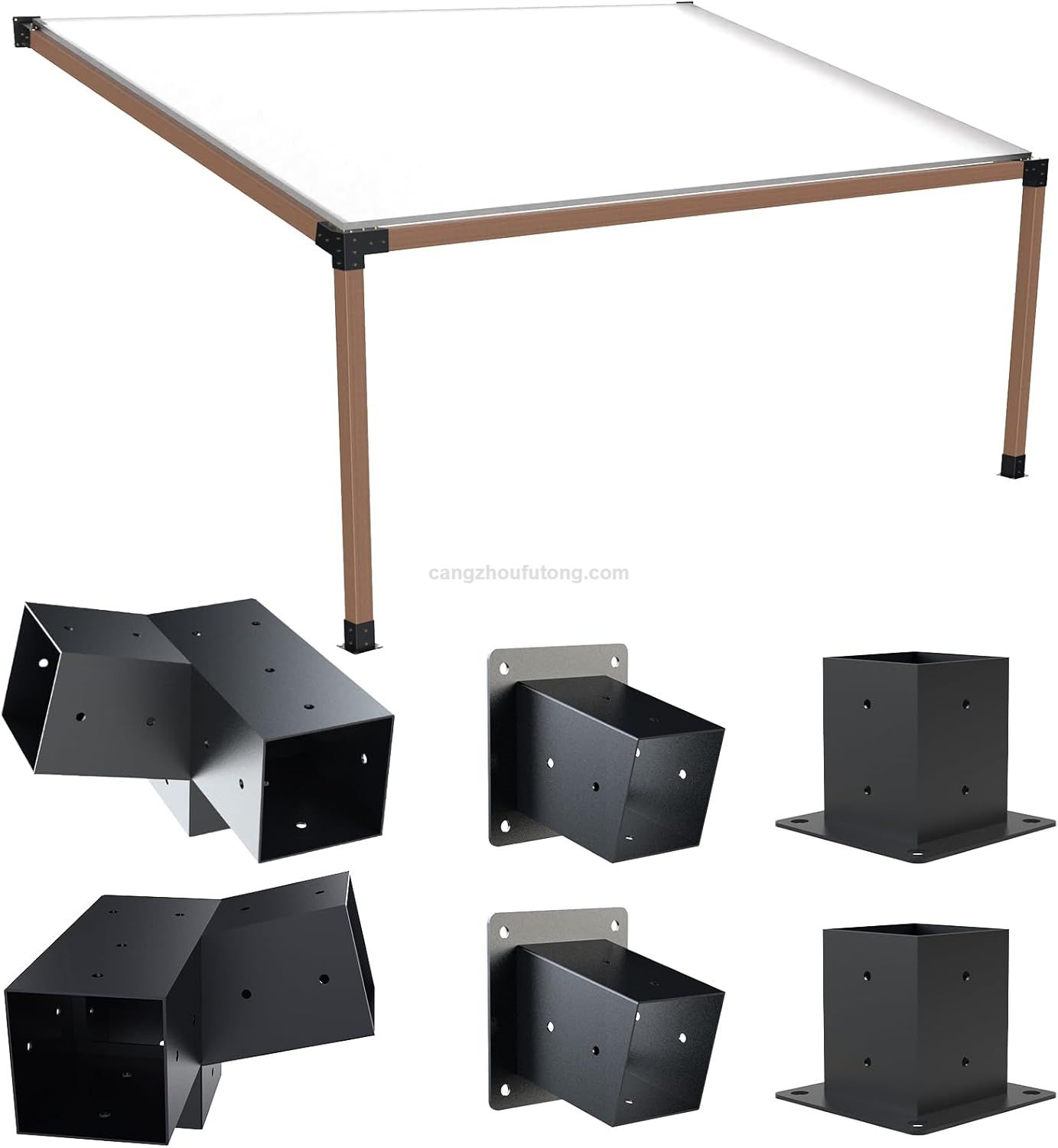 15° & 75° Pergola Brackets Corner Bracket Post Base 4x4'' Wooden Beams Patio Pergola Sheds Steel And Wood Gazebo Kit