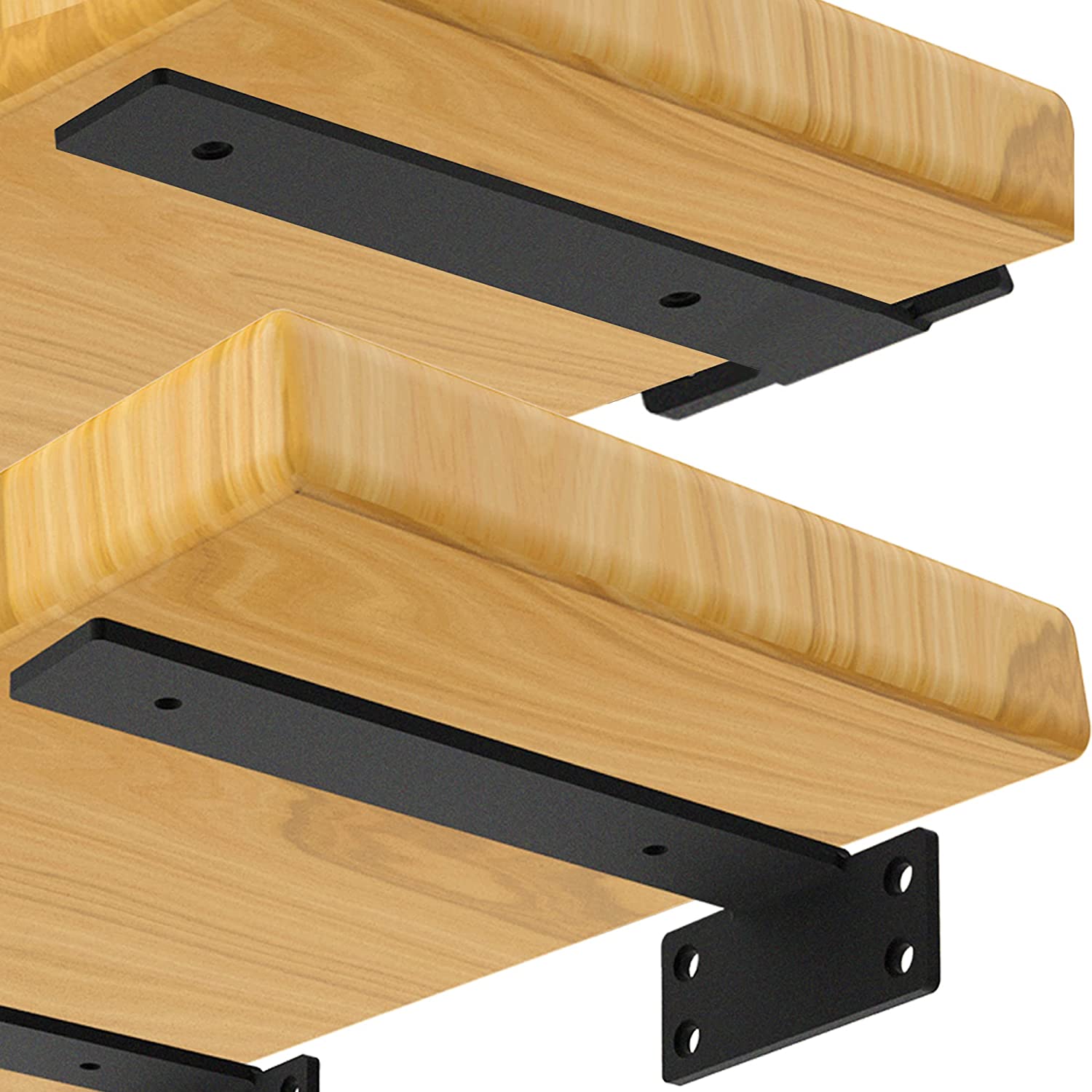 Shelf Brackets 10 Inch Floating Shelf Bracket 1/5 inch Thick Heavy Duty Hidden Shelf Brackets Iron Metal Brackets for Shelf Support with Screw Included