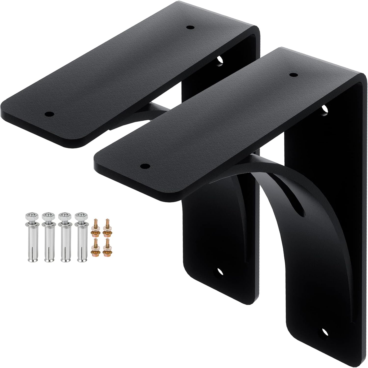 Heavy Duty Shelf Brackets 8 x 9 x 2.5", Steel Brackets 450lbs Load Capacity, Triangle Support Mantel Brackets , DIY Metal Shelf Brackets Matte Black