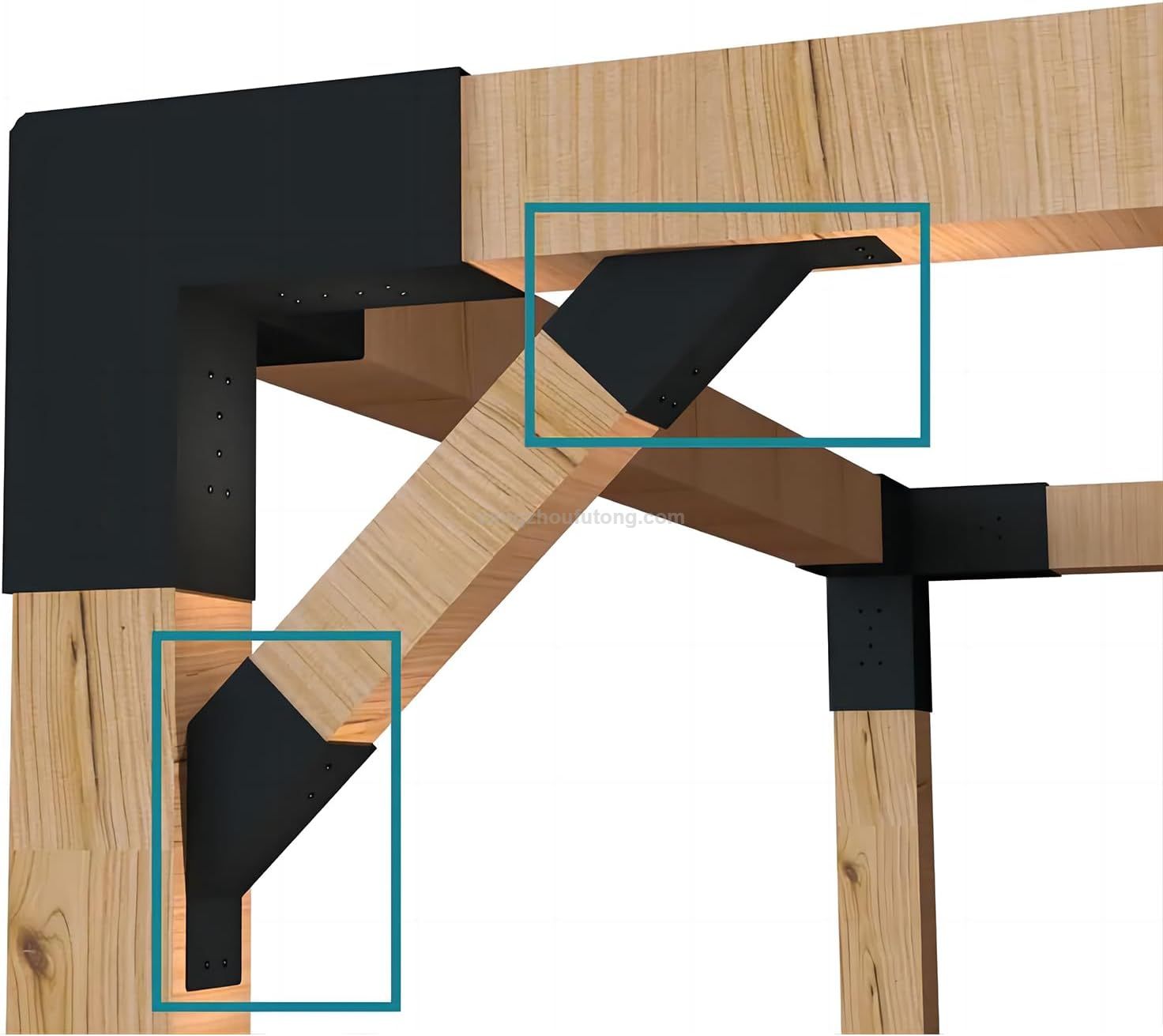 Heavy-Duty 45-Degree Angle Support Bracket for Pergola Powder Coated 2''x4'' Wood Posts Pergola Brackets