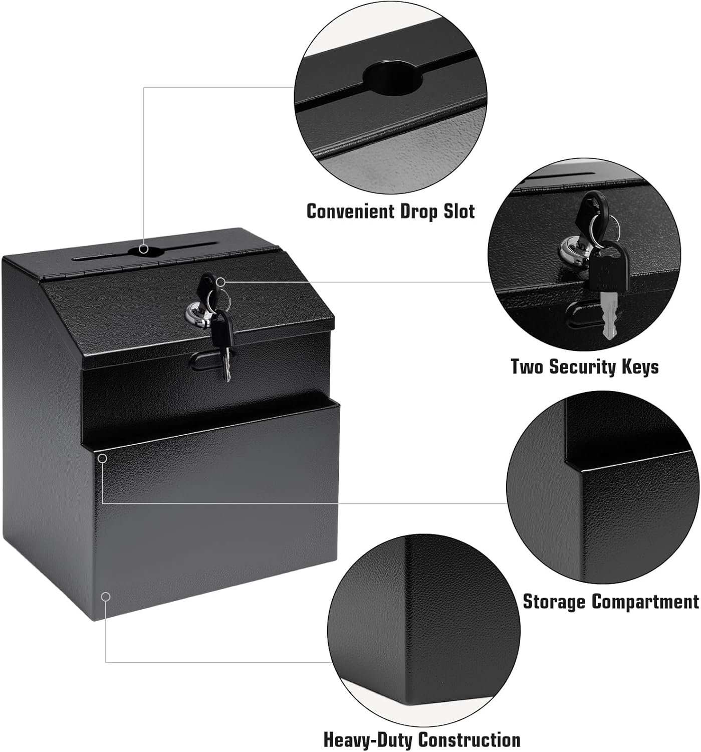Wall-Mount Mailbox Locking Metal Key Drop Box Secure Safe Storage Home Garden Postbox Suggestion