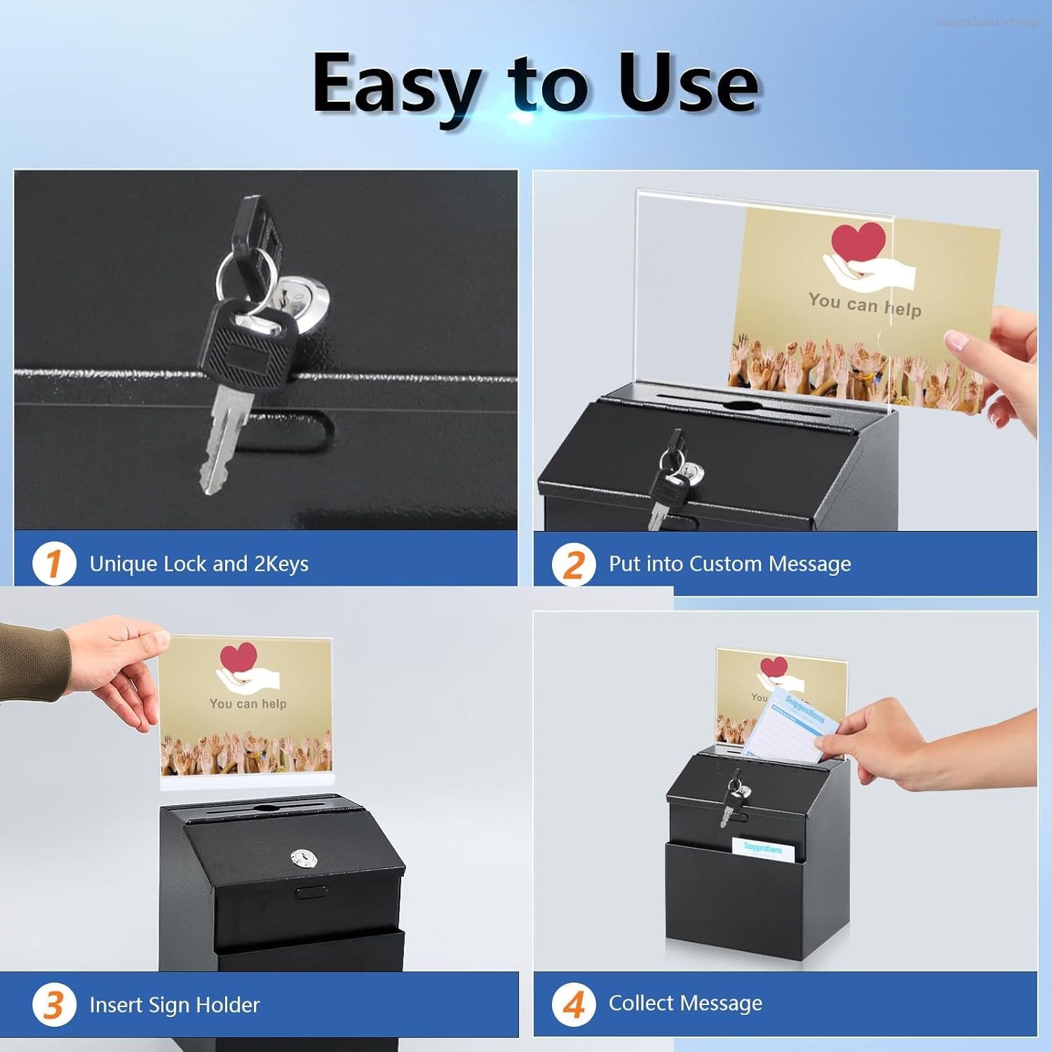 Customizable Metal Suggestion Box with Combination Lock – Wall Mounted Feedback Box