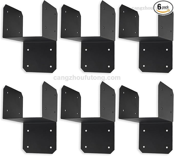 Black Joist Anchor Connector, Post Caps Tie Bracket for 4"x 4", Steel Mounting Joist Hanger Brackets, Truss To Beam Connector Roof Tie Header Hanger for Supporting Beams Rafters