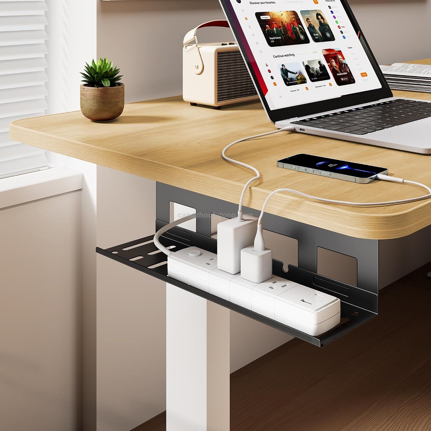 Cable Management Under Desk Easy under-table mounting cables organizer for clean tidy office home workspace