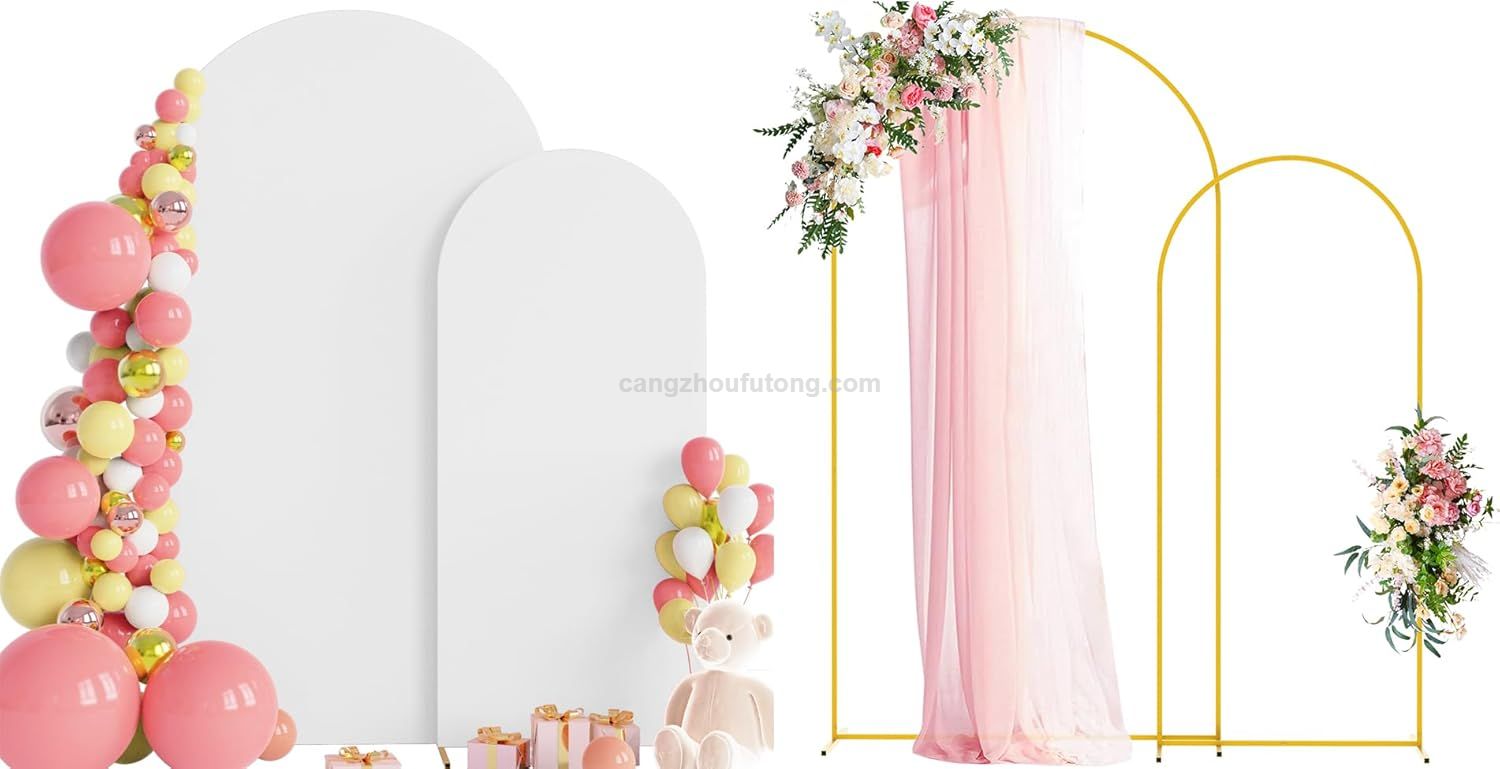Wedding Arch Backdrop Stand And Cover Set of 2