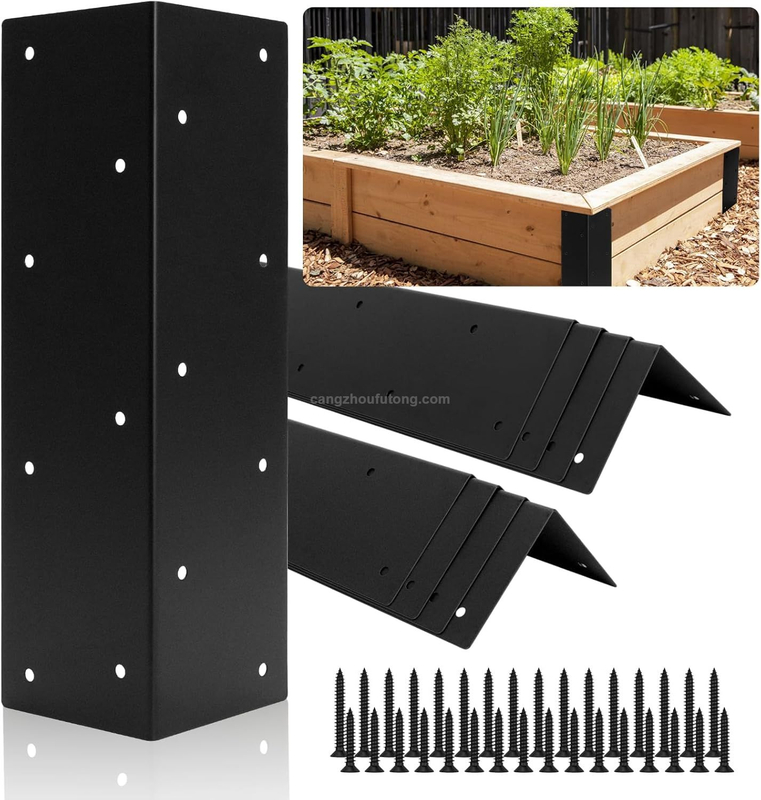 Steel Raised Garden Bed Corner Brackets for 10"-24" Height Wood Frame Bed