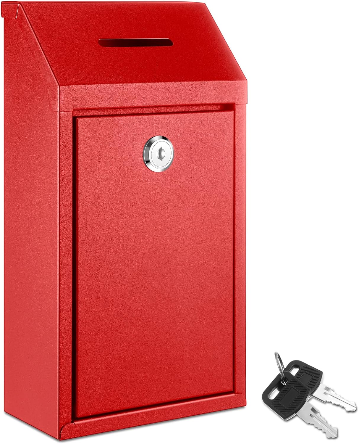 Metal Powder Coated Donation Collection Box Safe Suggestion Ballot Drop Mailbox Lock Wall-Mounted POST