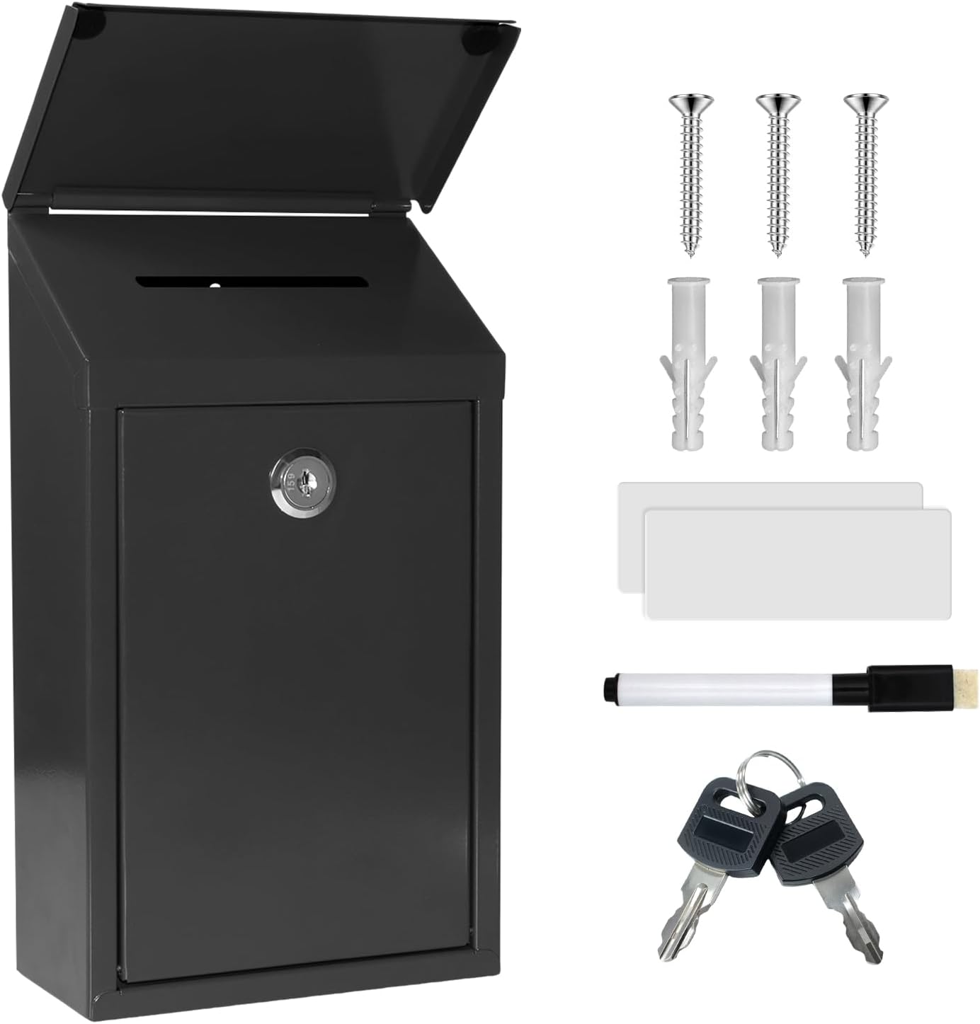 Metal Suggestion Box with Slot Drop Box with Lock And Key Collection Box Mailbox Wall Mount Dropbox for Home Office Outdoor