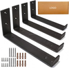 Heavy Duty L Shape Shelf Brackets Black Industrial Metal Scaffold Board Shelf Bracket for Wall Mounted Shelves
