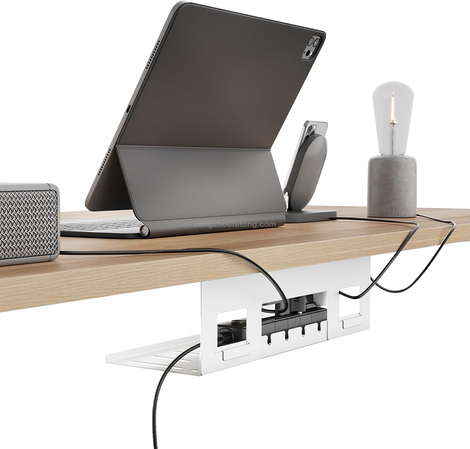 Metal Cord Organizer for Power Strips Chargers Reversible Installation Effortless Wire Management for Home Office