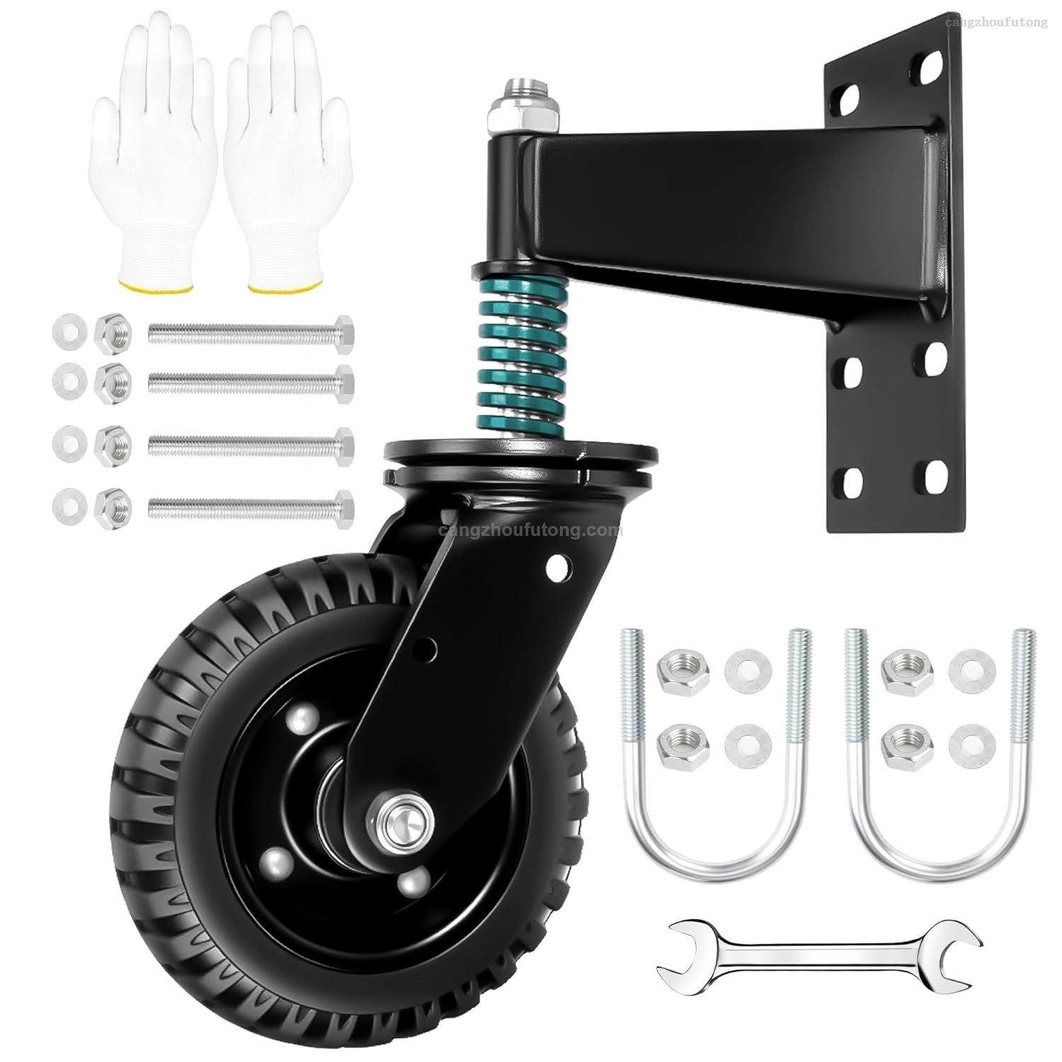 8 Inch Heavy Duty Gate Wheels 360 Degree Swivel Caster for Fence Gate with Spring Loaded Design