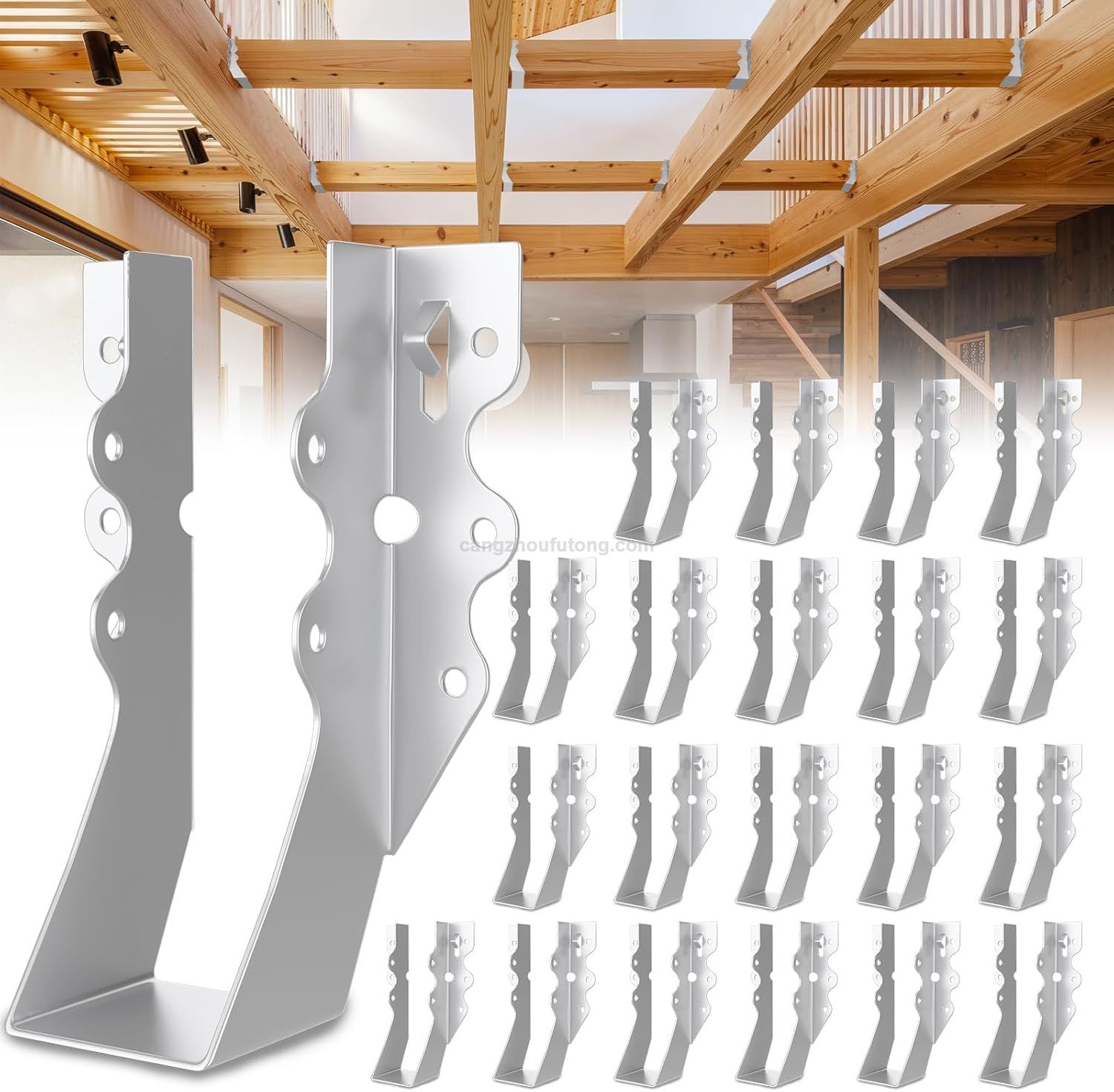 Galvanizing Face Mount Joist Hanger for Wood Posts, Hurricane Rafter Ties Clips, 2x6 Brackets for Floor Deck And Ceiling Trusses, Lumber Beam Connectors