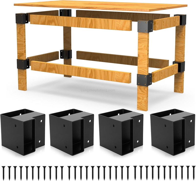 Heavy Duty Iron Workbench Brackets Kit Leg Frame Braces 4x4 2x4 Lumber DIY Table Building Kit Table Shelving Garage Storage