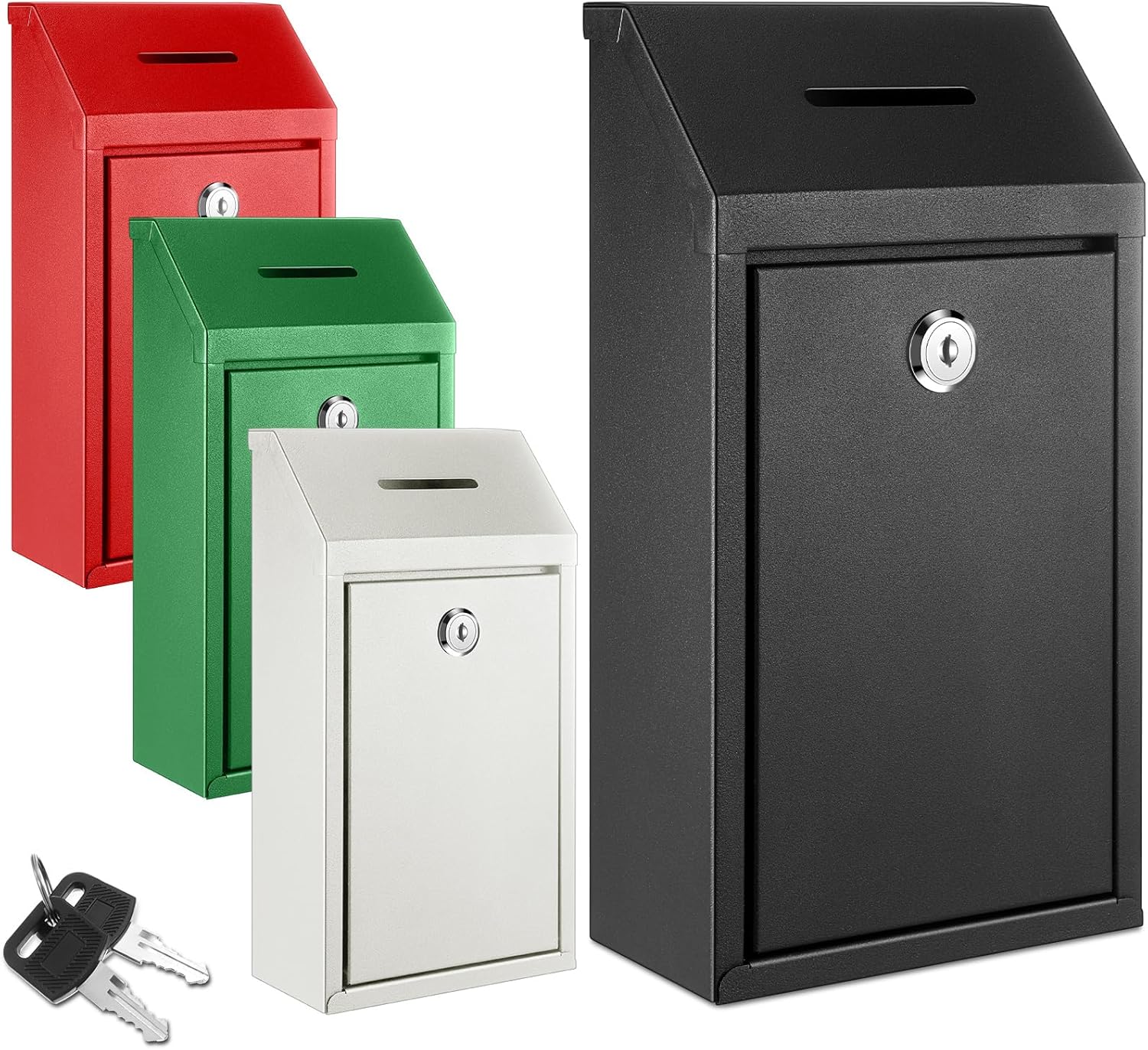 Metal Locking Mailbox Lockable Mail Letterbox for Home Office Outdoor Door Post