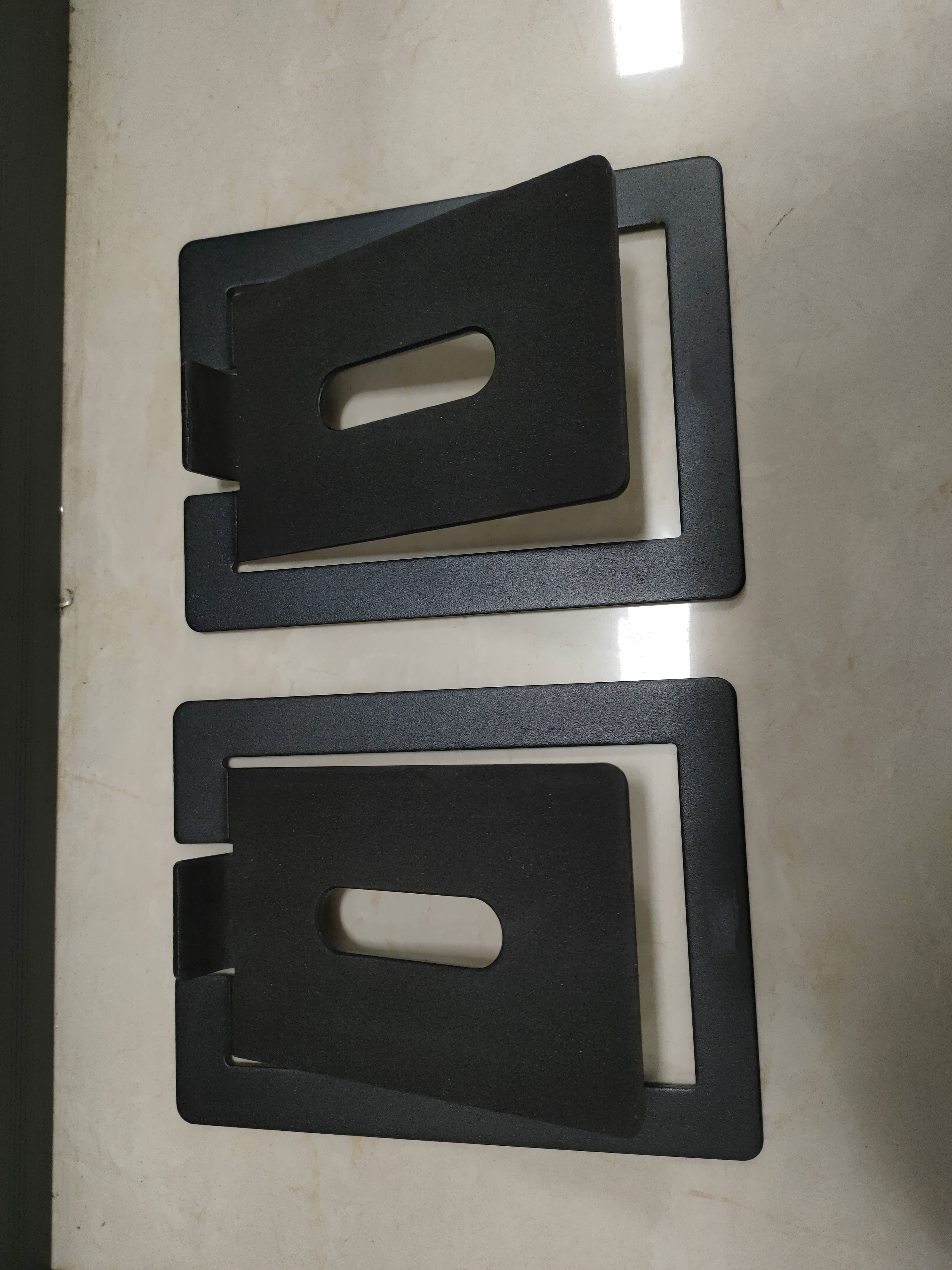 Desktop Speaker Stands Pair for Small Speakers, Tilted Steel Tabletop Stands with Foam Padding, Fits Compact Studio Monitors, Computer Speakers