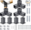 Pergola Bracket Kit 4"x4"(Inner 3.6x3.6), 4pcs 3-Way Heavy Duty Corner Bracket, Woodworks DIY Post Base Kit for Gazebos, Patio Pergolas, Log Cabin & Outdoor Wooden Beam Projects