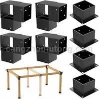 8PCS 4x4 Post Bracket, 4x4 Brackets for pergola kit, Deer Stand, Outdoor Platform, Play Sets, Tree House, Pergola Brackets 3-Way Right Angle Corner Bracket Woodworks DIY Post Base Kit