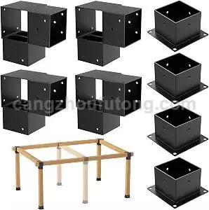 8PCS 4x4 Post Bracket, 4x4 Brackets for pergola kit, Deer Stand, Outdoor Platform, Play Sets, Tree House, Pergola Brackets 3-Way Right Angle Corner Bracket Woodworks DIY Post Base Kit