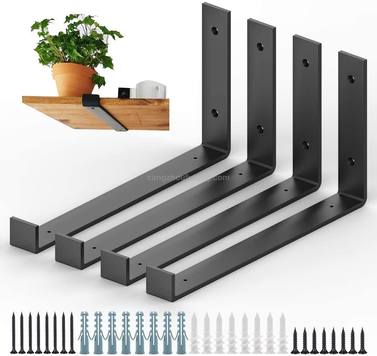 Heavy Duty Black Powder Coated Industrial Rustic Metal Wall Shelf Brackets for Scaffold Boards