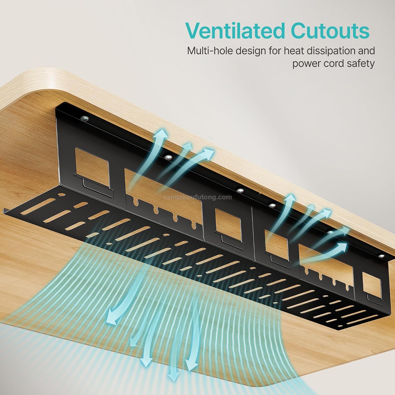 Under Desk Cable Management Tray 15.7'' Screw-Mount Steel Rack Easy under-table mounting cables organizer