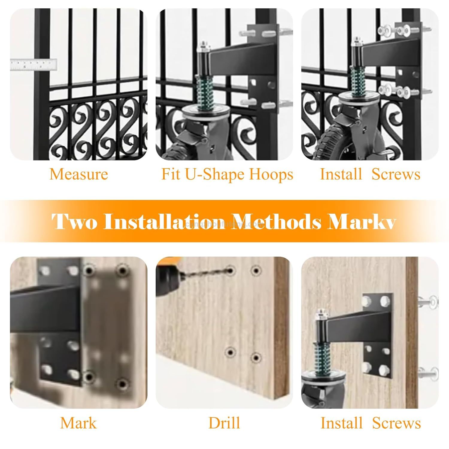 Fence Gate Wheel 360 Degree Rotation Solid Rubber Tire Spring Loaded Heavy Duty Gate Caster