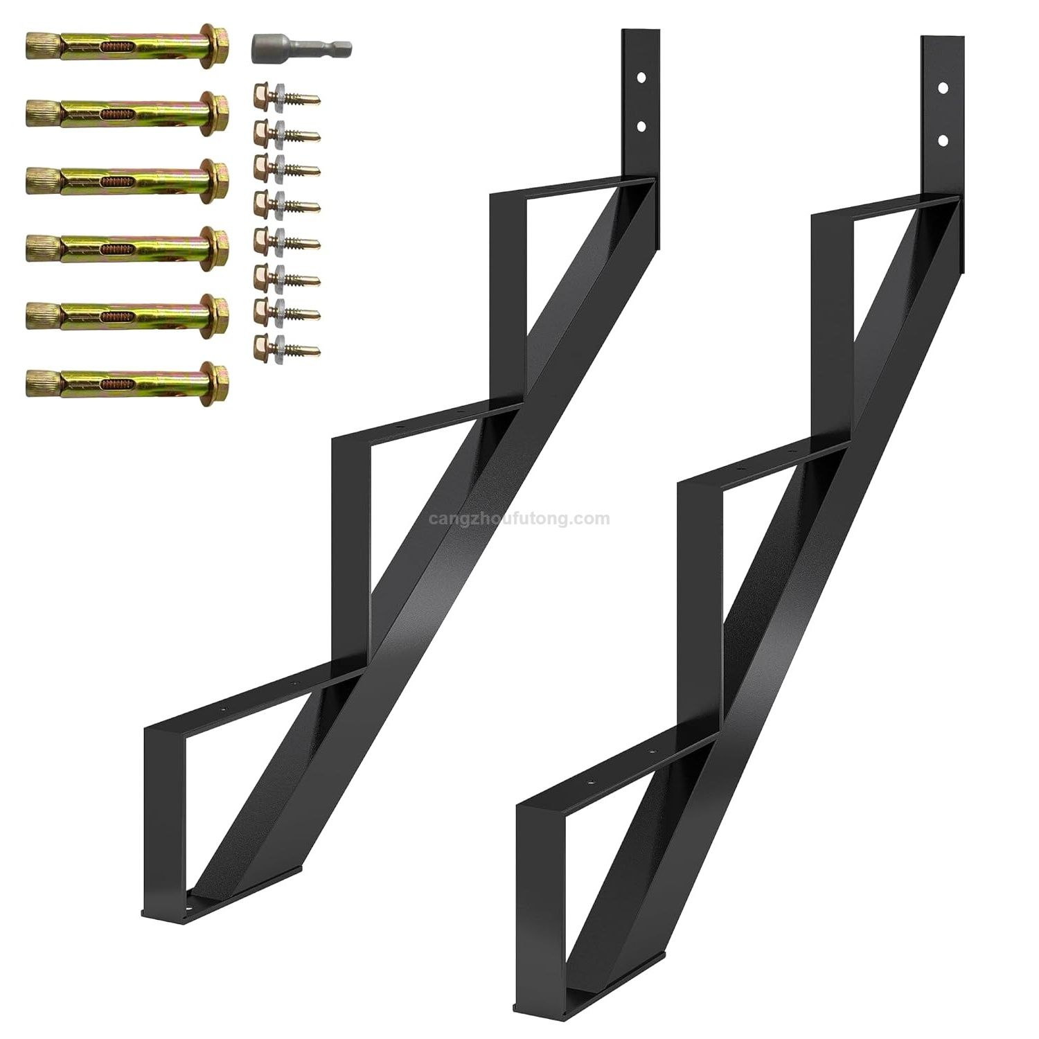 Metal Stair Riser 4 Step Stair Stringer for Deck Height 34.7 IN Steel Stair Step Riser for Outside Stairs Steps