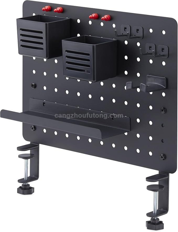 Desk Clamp On Pegboard with 16 Inches Organizer Shelf