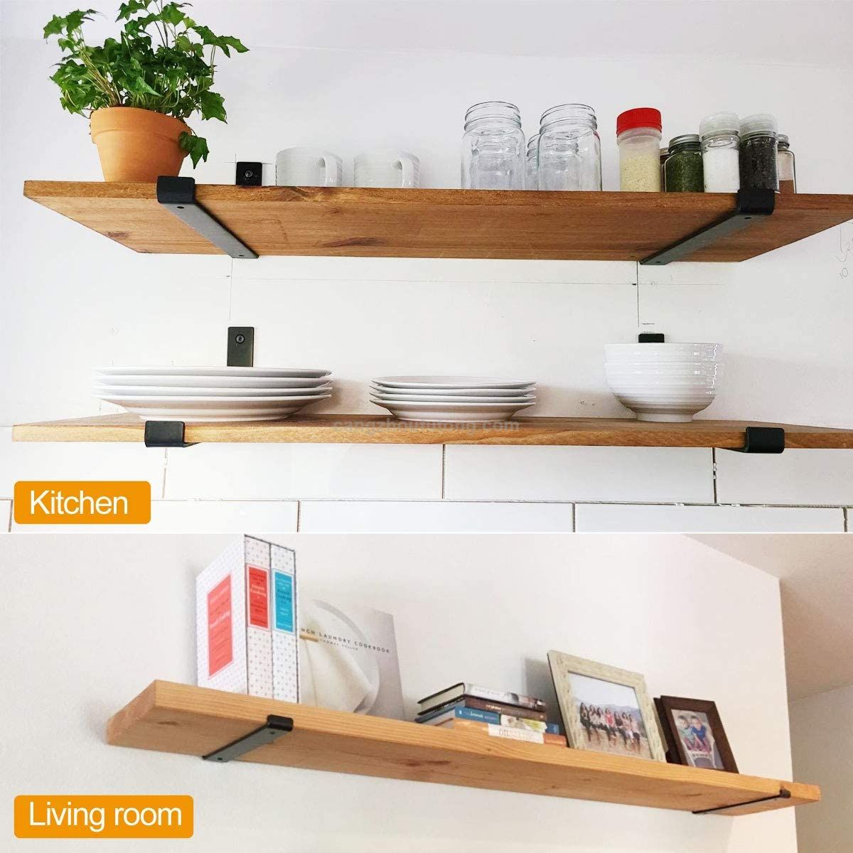 Heavy Duty Black Powder Coated Industrial Rustic Metal Wall Shelf Brackets for Scaffold Boards