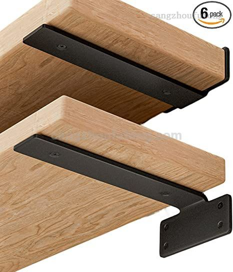 6 Pack Floating Shelf Brackets,6 Inch Heavy Duty Metal Brackets | 1/5 Inch Thicked Black Metal Brackets for Shelves