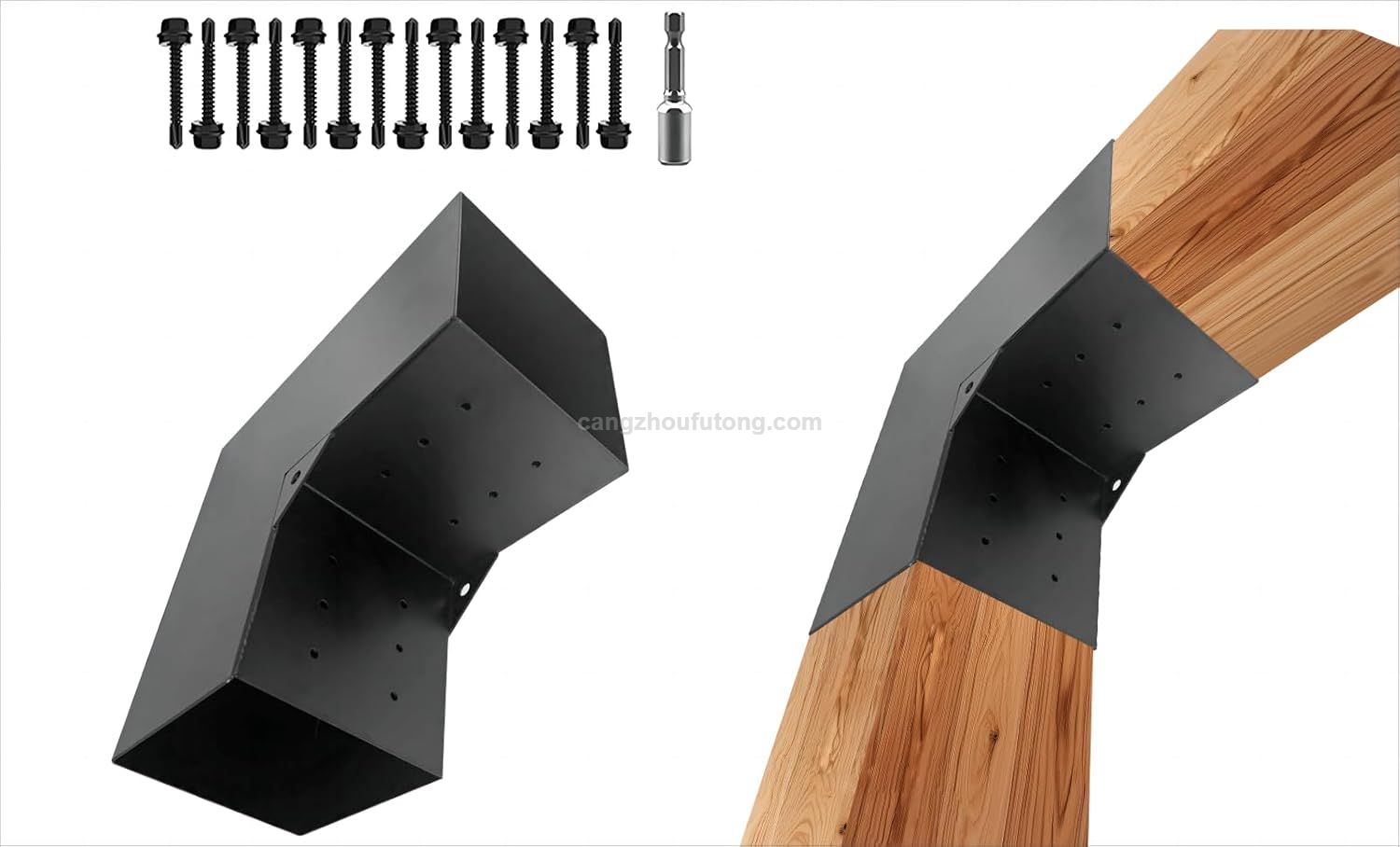 4"x4" L-Shaped Pergola Bracket 2-Way Woodwork Bracket for Indoor Outdoor Wood Post Structures