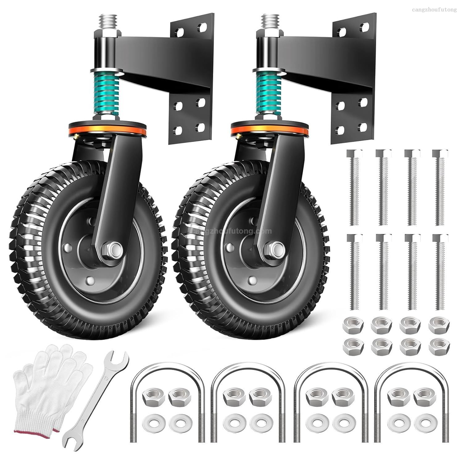 8 Inch Outdoor Fence Gate Caster Wheels 700 lbs Heavy Duty Spring Loaded Replacement Parts
