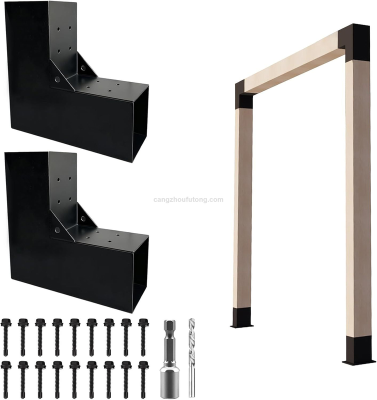 2-Way Pergola Brackets Kit DIY L-Shaped Woodwork Brackets for 4"x4" Lumber Patio Pergolas Bracket