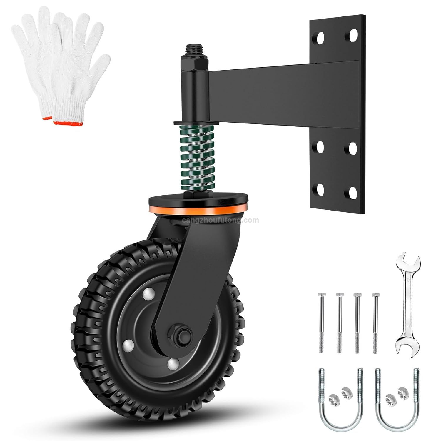 8 Inch Heavy Duty Gate Wheel Spring Loaded Caster with 360 Rotation for Metal And Wooden Gates