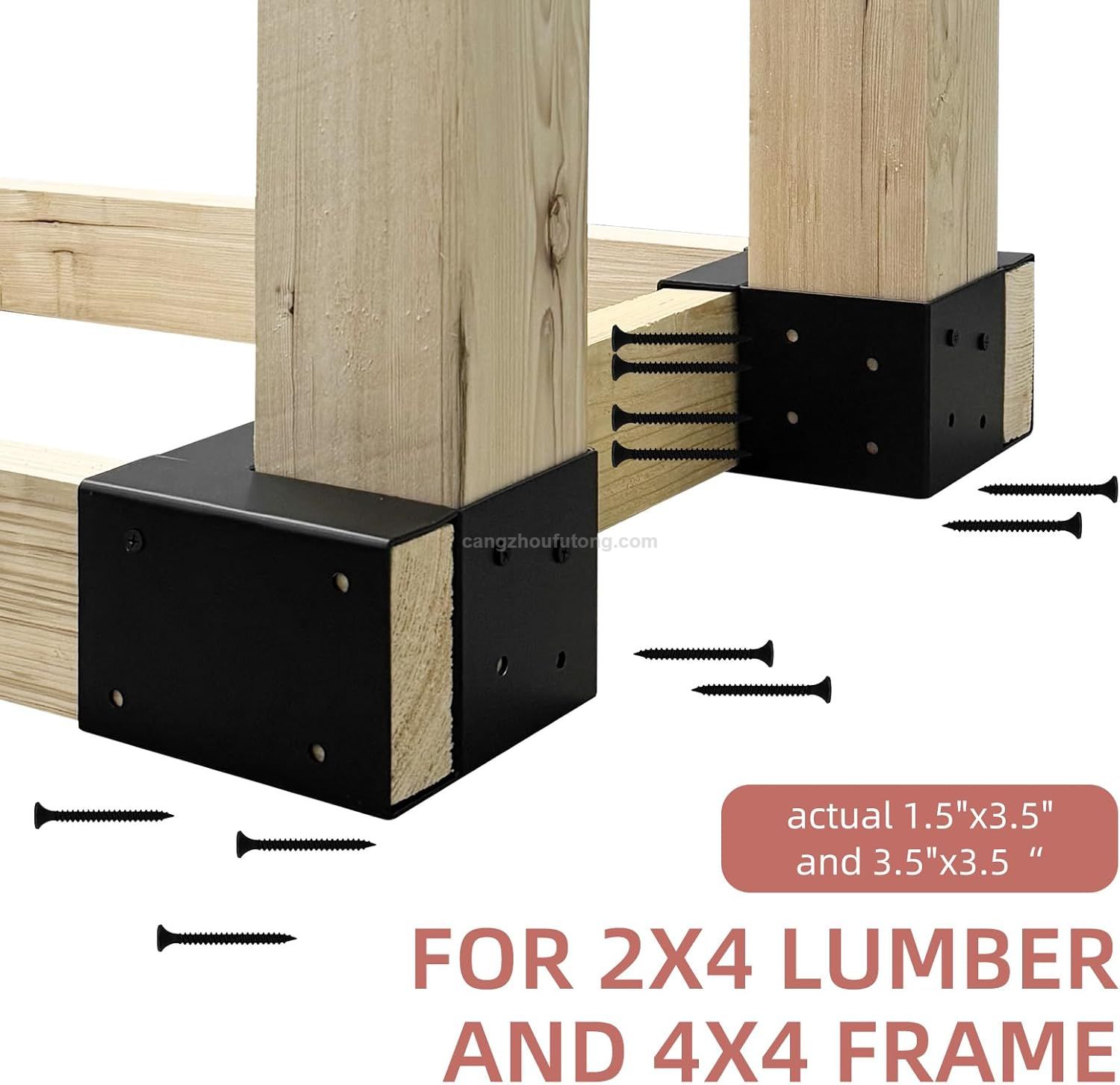 Heavy Duty Steel Workbench Bracket Kit 4-Pack 3-Way Right Angle Corner Brackets Screws for 2x4 Wood