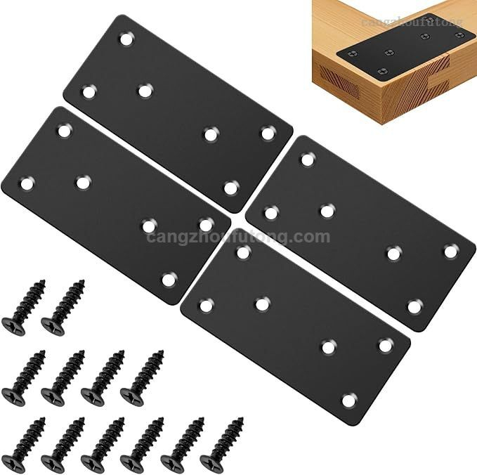 Metal Flat Straight Brace Bracket, 4'' X 2'' (L X W) Stainless Steel Mending Plate, Joining Bracket Wood Connectors for Furniture Corner Braces with Screws